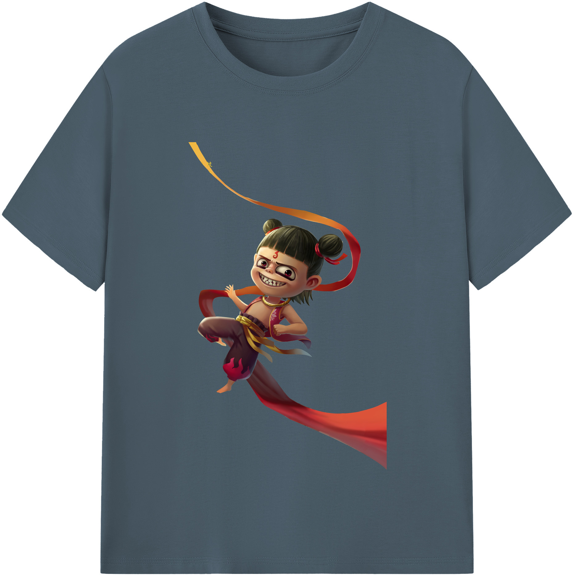 （画像用） Ne Zha 2 ナタ 魔童の大暴れ 綿100％半袖Tシャツ（フロントプリント）